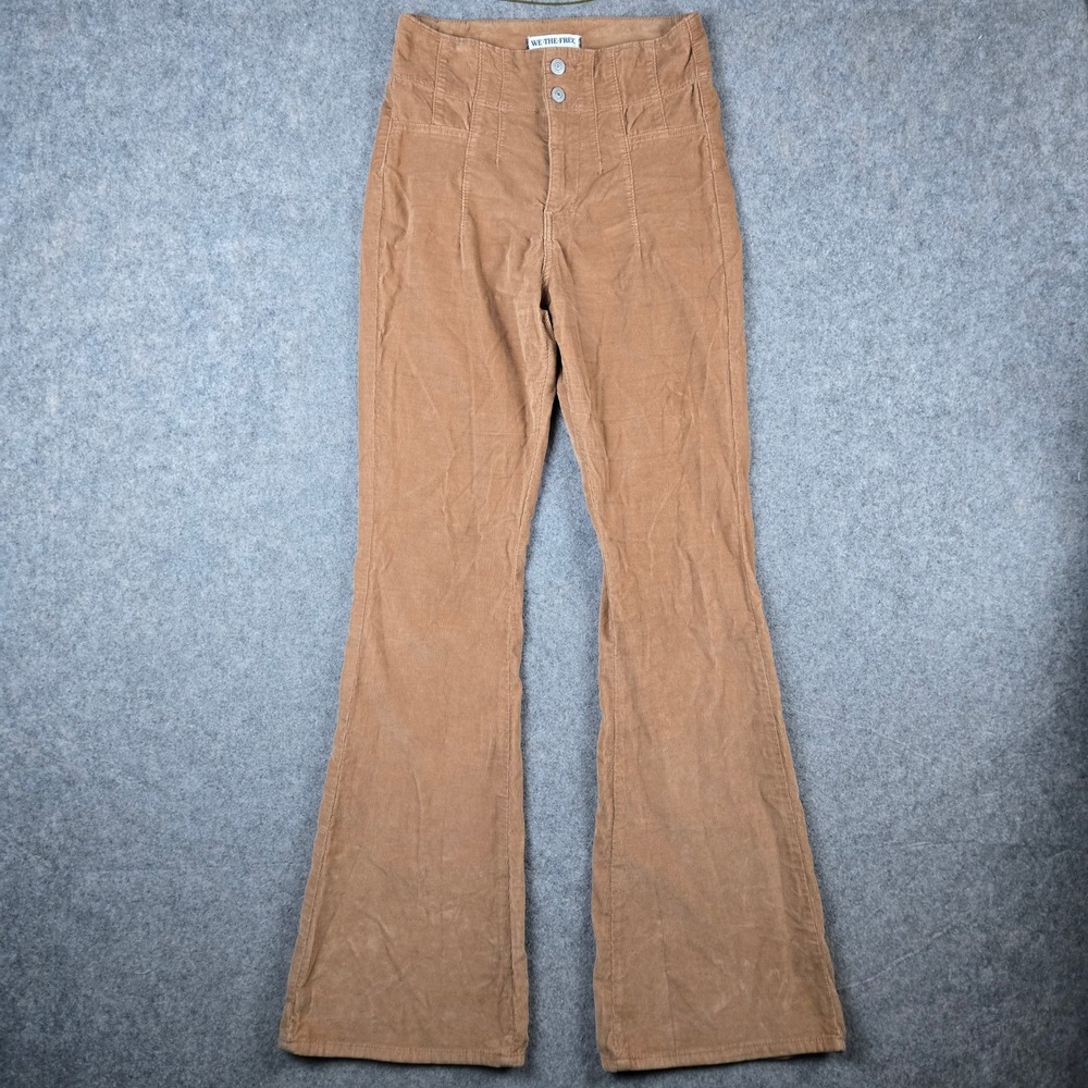 We The Free Corduroy Flare Pants Womens 27 Tan High Rise Bell Bottom Boho Retro